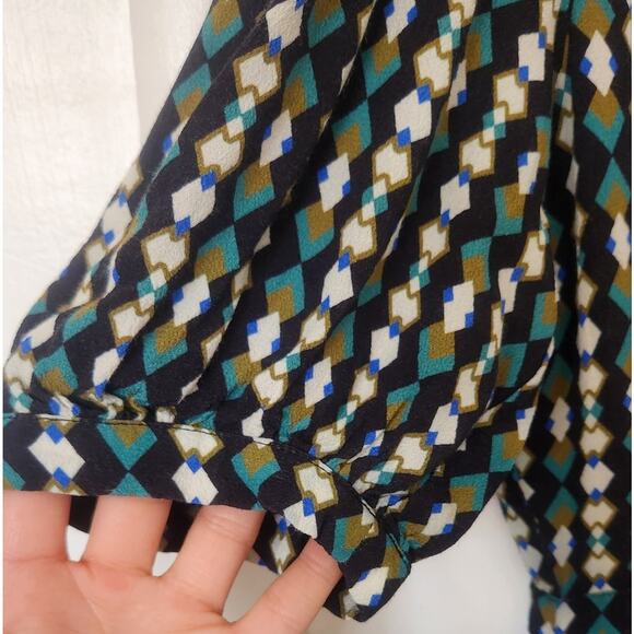 Anthropologie X Kachel Geometric blue green Jumpsuit medium 6 - Picture 8 of 11